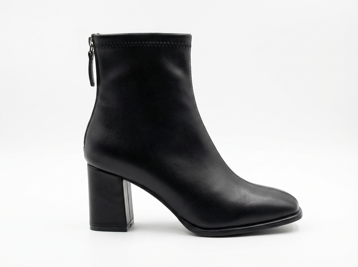 Bottine chelsea noir Simili Cuir Femme - Bout carré