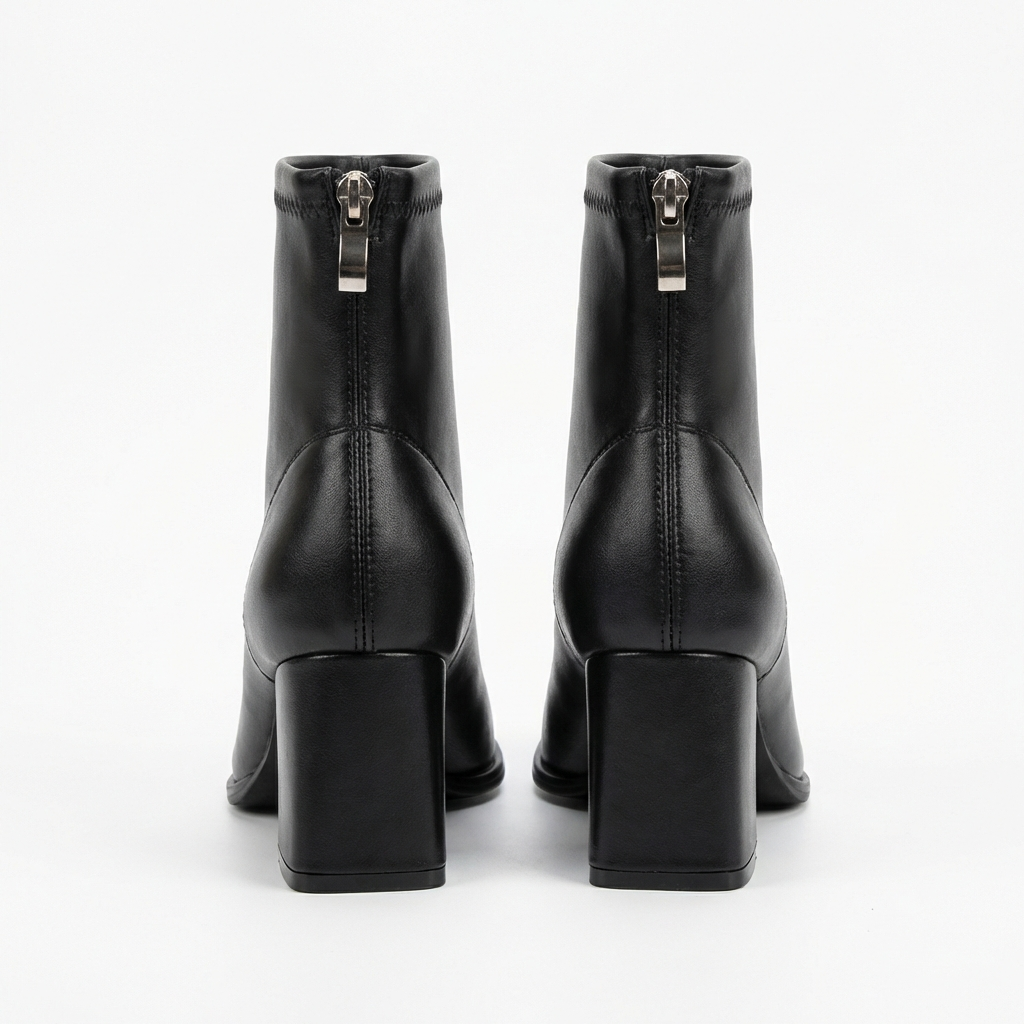 Bottine chelsea noir Simili Cuir Femme - Bout carré