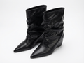 Bottine haute noir Simili Cuir Femme - Bout pointu