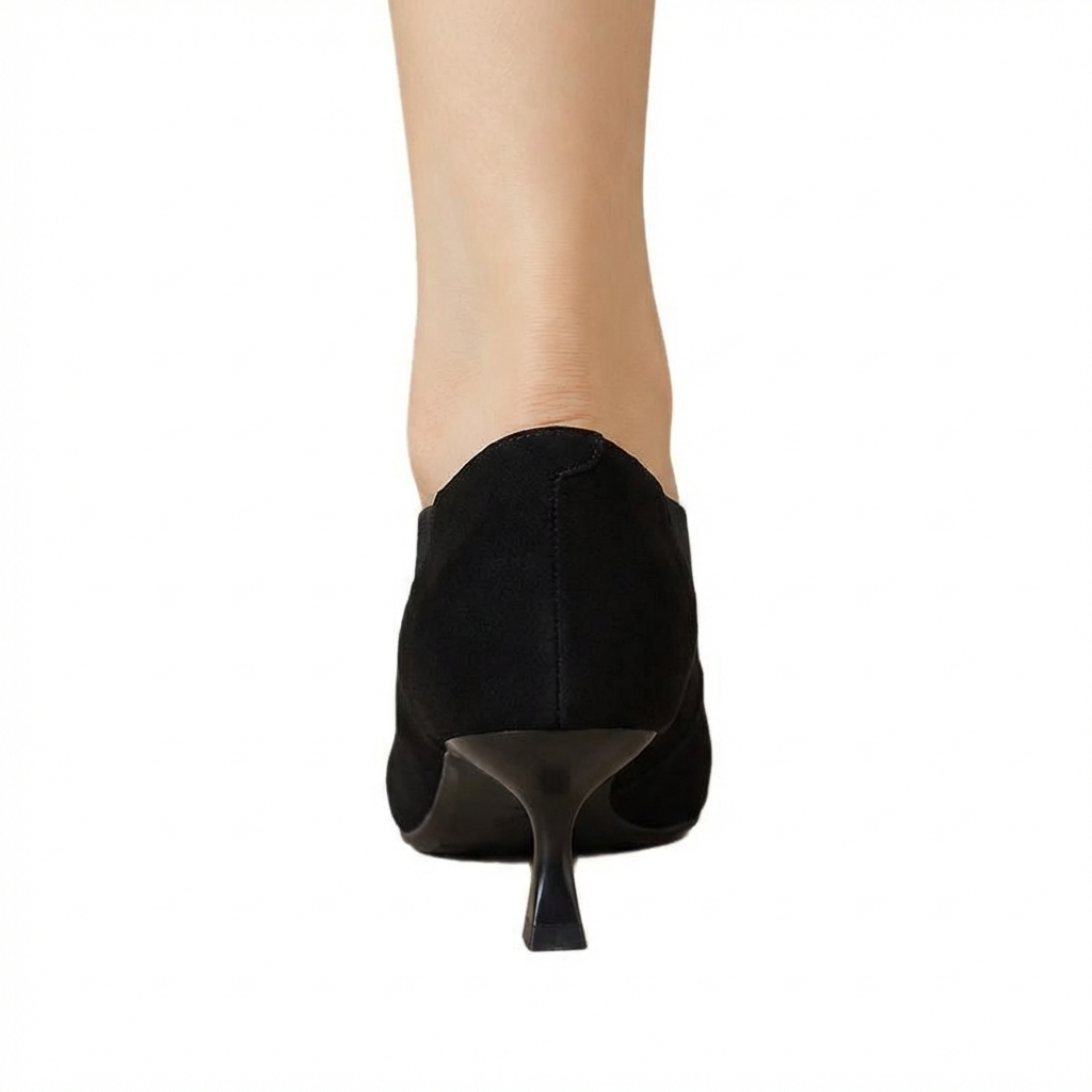 Bottine à talon noir Synthétique Femme - Style minimaliste, talon incurvé