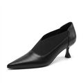 Bottine à talon noir Synthétique Femme - Style minimaliste, talon incurvé