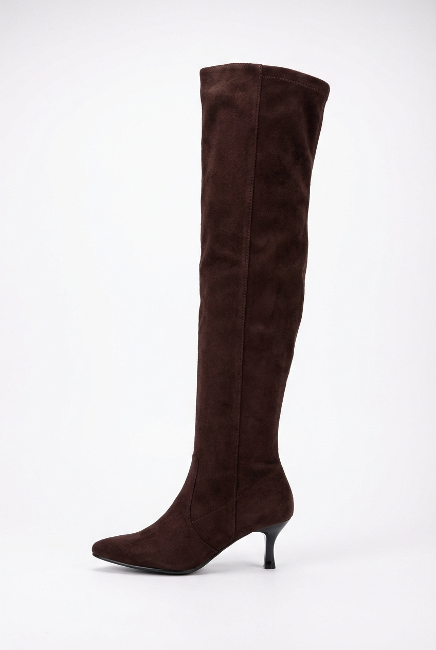 Botte haute marron foncé Daim Femme - Talon fin