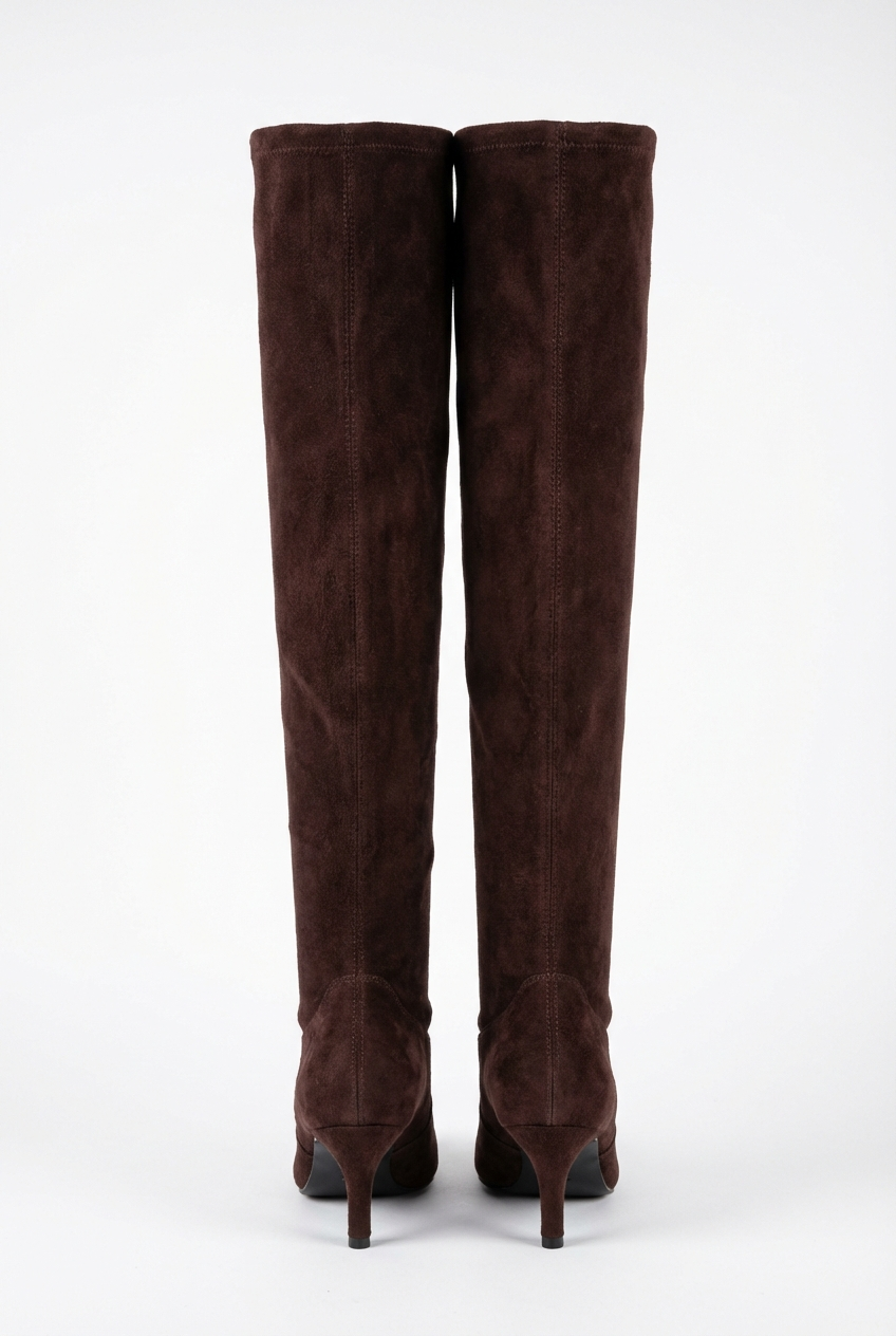 Botte haute marron foncé Daim Femme - Talon fin