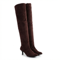 Botte haute marron foncé Daim Femme - Talon fin