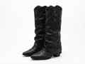 Santiag mi-haute noir Simili Cuir Femme - Clous, style rock
