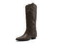 Santiag mi-haute marron foncé Simili Cuir Femme - Rivets, bout pointu